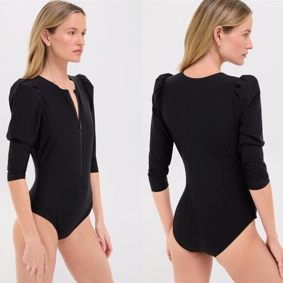 Stylest NEW Black Caviar Sculpting Puff Sleeve One Piece Swimsuit Size S