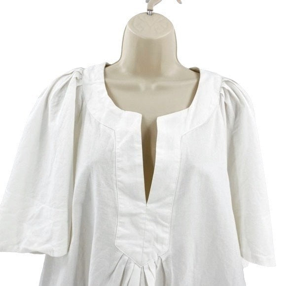 Pomander Place | NEW White Finley Coastal Flutter Sleeve Pleated Top Size M