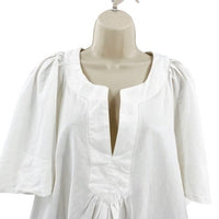 Pomander Place | NEW White Finley Coastal Flutter Sleeve Pleated Top Size M