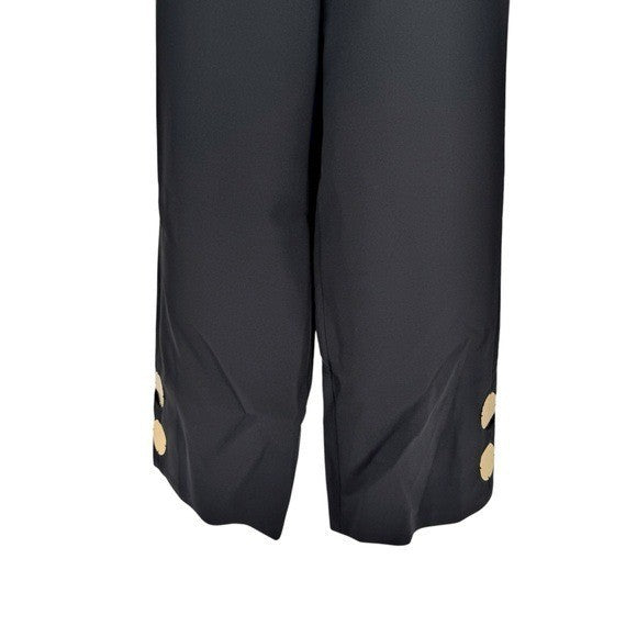 Alexis NEW Black High Waist Wide Leg Crop Gold Embellished Trouser Pant Size S