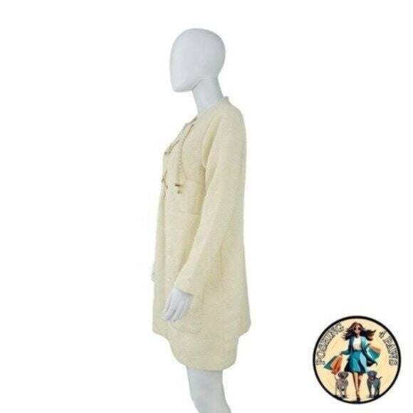 Tuckernuck NEW Blanc Ivory Tie Tweed Kelly Long Sleeve Mini Dress Size XS