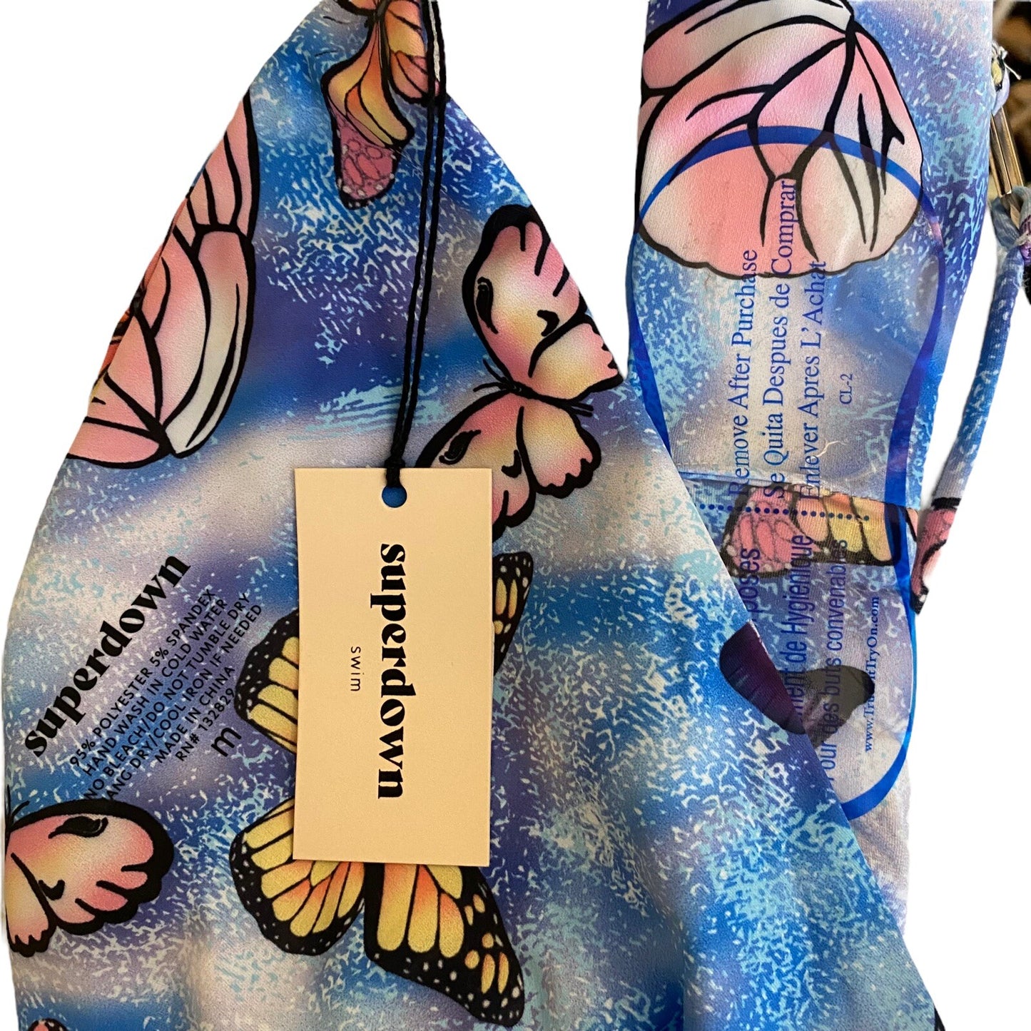 Superdown Makenna Butterfly Cheeky Blue 90s Inspired Bikini Swim Bottoms Size M