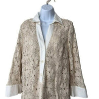 Tuckernuck NEW Tan Crochet Collier Collared Coastal Mini Dress Size L