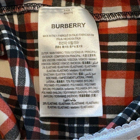 Burberry NEW Corset Red Black Nova Check Plaid Bodycon Midi Dress Size 2