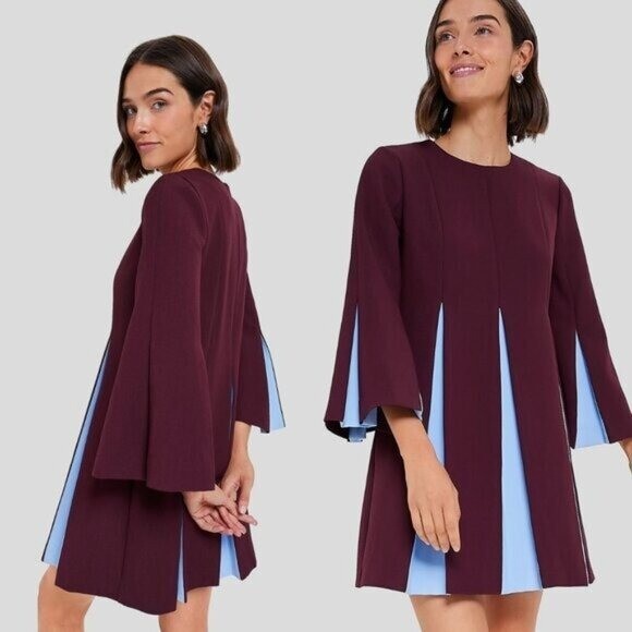 Tuckernuck NEW Merlot Griffiths Bell Long Sleeve Colorblock Mini Dress Size XS