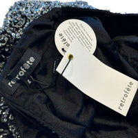 Retrofete NEW Nikki Sequins Long Sleeve Black Cocktail Party Mini Dress Size L