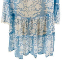 Juliet Dunn NEW Pastel Blue Palladio Flared Sleeve Mini Dress Blue White Size S