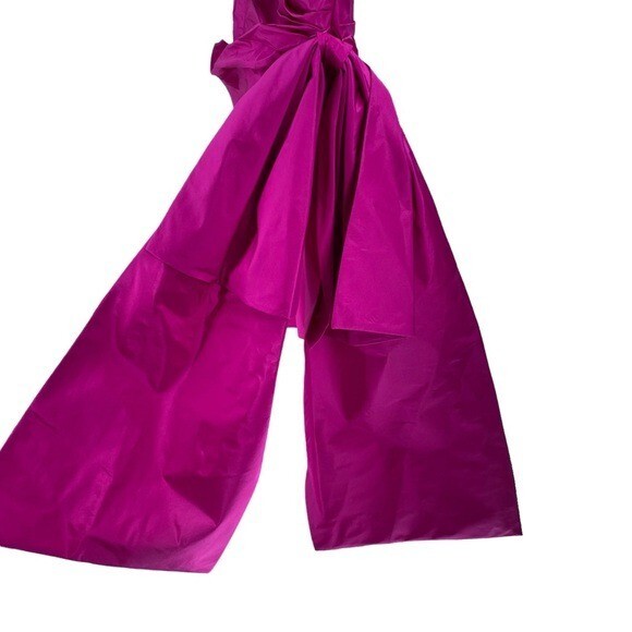 LoveShackFancy NEW Noble Bow Silk Formal Flirty Fuschia Mini Dress Size 12