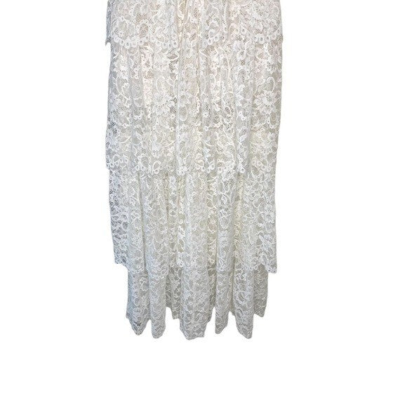 REVOLVE NBD Formal White Lace Love My Way Side Slit Maxi Dress Gown Size XXS