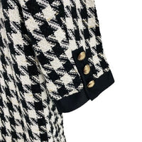 Pomander Place | NEW Coco Tweed Houndstooth Bow Mini Dress Black White Size XL