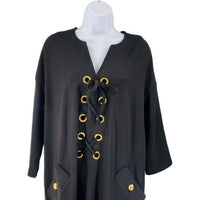 Tuckernuck NEW Black Lace Up Short Sleeve Ellington Classy Mini Dress Size M