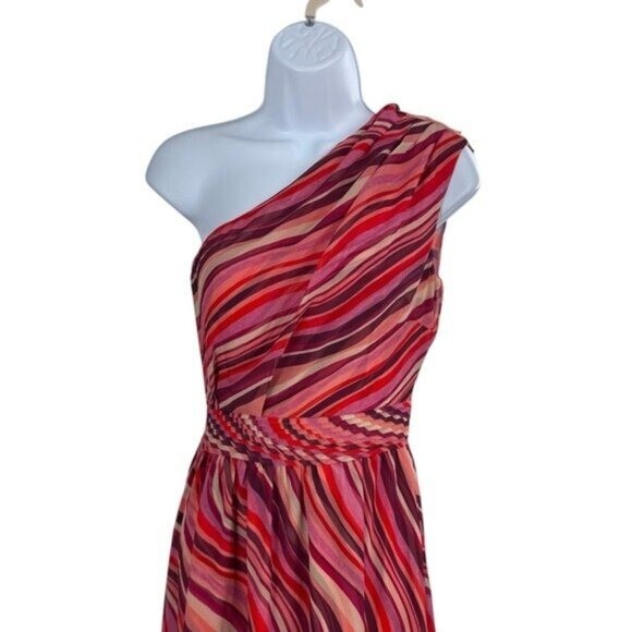 Tuckernuck NEW Pink Sunset Stripe Cadiz One Shoulder Formal Maxi Dress XXXL