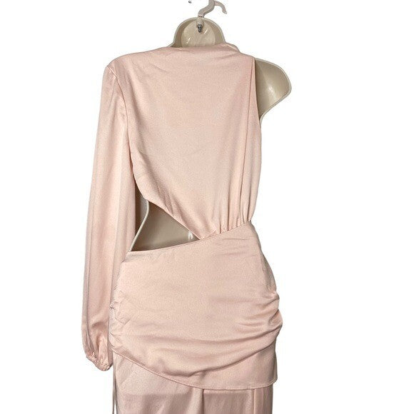 MISHA NEW Maryan One Shoulder Formal Cut Out Midi Dress in Rose Pink Size 6