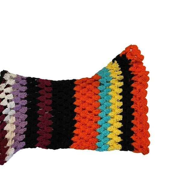 Alix Pinho | NEW Hastanking Open Knit Crochet Mini Dress in Multicolor Size M