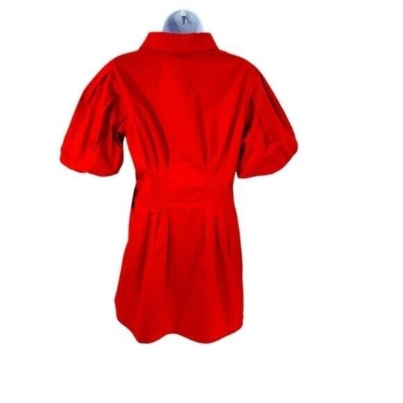 Tuckernuck NEW Red Mini Delaney Puff Sleeve Collared Classic Mini Dress Size L