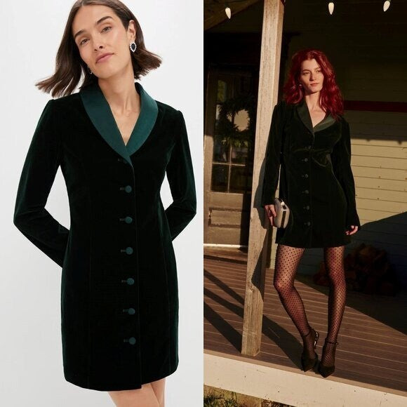 Pomander Place NEW Green Velvet Stacie Blazer Formal Retro Mini Dress Size 8