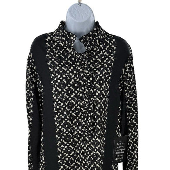 Tuckernuck NEW Black Geo Tate Tencel Long Sleeve Drop Waist Mini Dress Size XXL