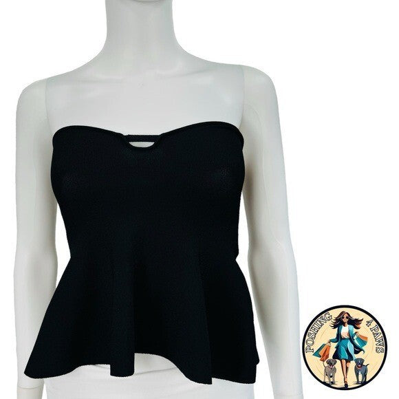 Stella McCartney Compact Knit Strapless Minimalist Bustier Top in Black Size XS