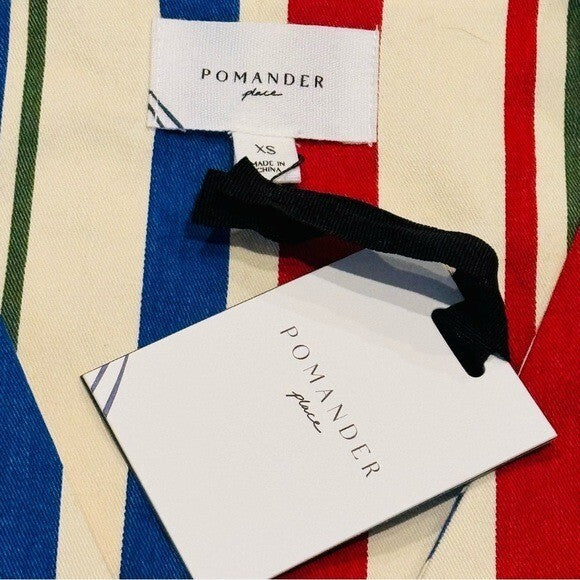 Pomander Place | NEW Americana Stripe Kira V-neckline Mini Dress Size XS