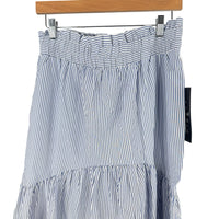 Tuckernuck NEW Blue White Eyelet Stripe Cinza Embroidered Midi Skirt Size L