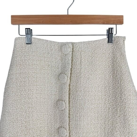 Tuckernuck NEW Cream Tweed Scarlet Retro Button Mini Skirt Size L