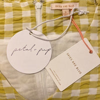 Petal and Pup NEW Tenice V Neck Gingham Puff Sleeve Mini Dress Green Size XS