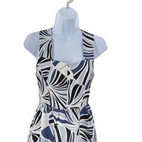 Tuckernuck NEW Blue Palm Linen Alston Cross Back Fit Flare Maxi Dress Size XXS