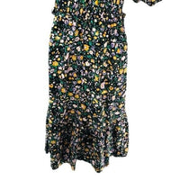 Hyacinth House | NEW Black Multi Floral Smocked Samantha Midi Dress Size L