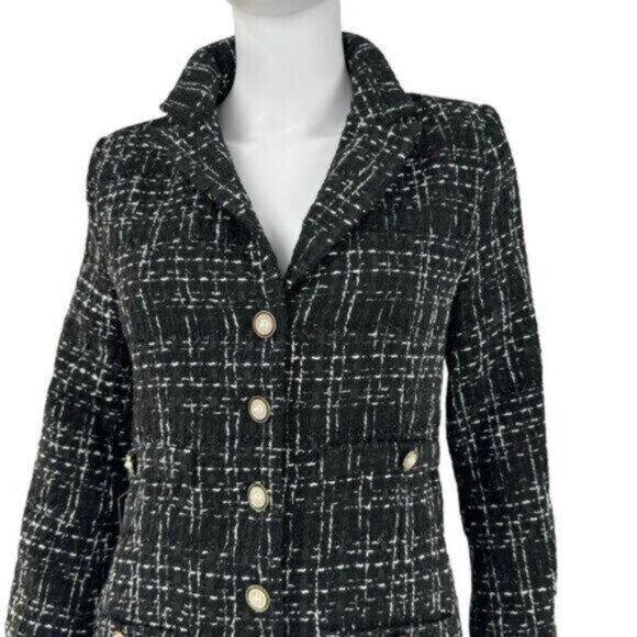 Pomander Place NEW Black Tweed Stacie Preppy Retro Blazer Mini Dress Size L
