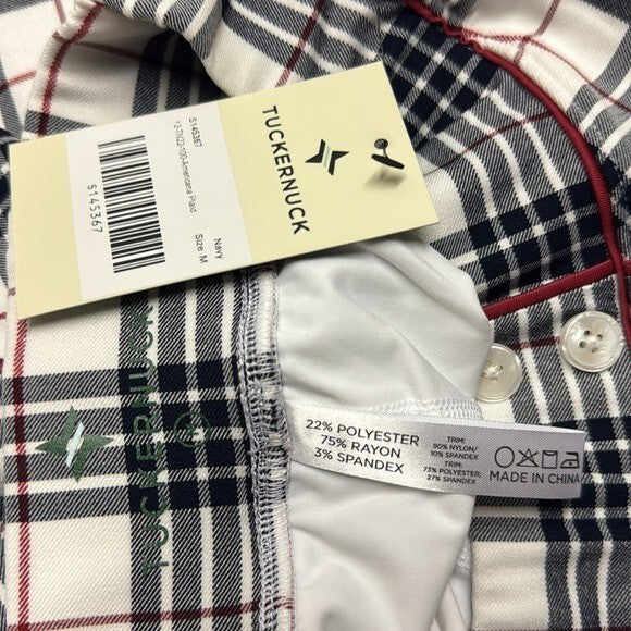 Tuckernuck NEW Americana Plaid 15 Inch Woven Renee Golf Skort Red Navy Size M