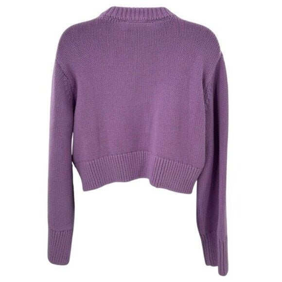 Tuckernuck NEW Lilac Purple Aiden Crewneck Cropped Cotton Knit Sweater Size M