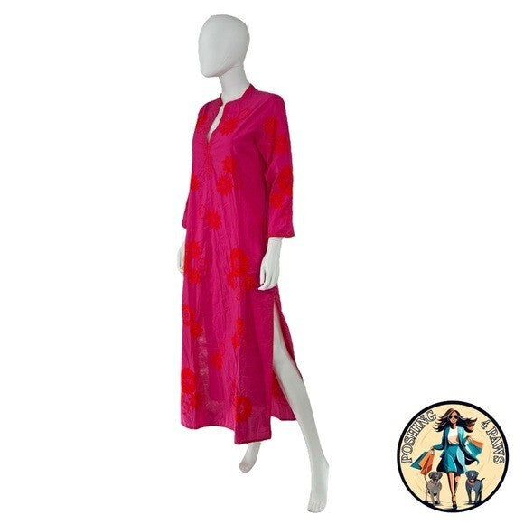 Nimo with Love NEW Pink and Orange Embroidered Sapphire Long Kaftan Size M