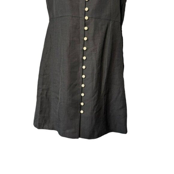 Tuckernuck NEW Black Leighton Linen Sleeveless Button Down Mini Dress Size XS