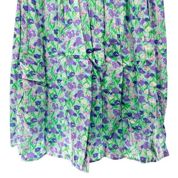 Hyacinth House NEW Aqua Bellflower Multi Floral Long Sleeve Maxi Dress Size XS
