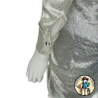 Redemption for FWRD Long Sleeve Metallic Deep V Party Dress in Silver Size XS