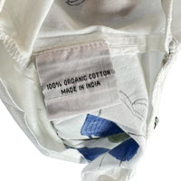 Juliet Dunn NEW White and Klein Blue Baby Doll Floral Scalloped Top Size S