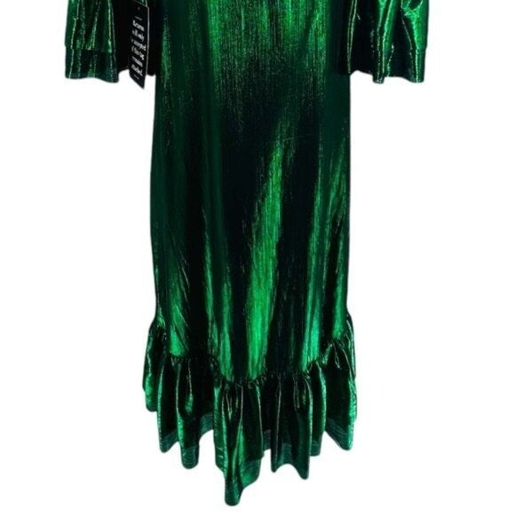 Pomander Place | NEW Emerald Crinkle Lurex Lillith Maxi Dress Size XL
