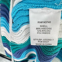 Hyacinth House NEW Aqua Wavy Sammie Blue White Coastal Knit Mini Dress Size XL