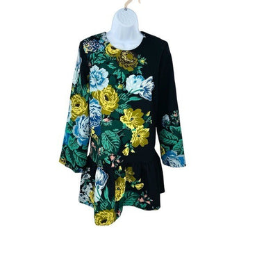 Tuckernuck NEW Verdant Blue Floral Long Sleeve Drop Waist Pierce Dress Size S