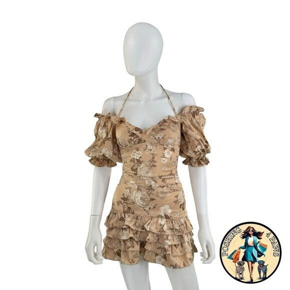 Majorelle NEW Marbella Satin Floral Off the Shoulder Party Mini Dress Size XXS