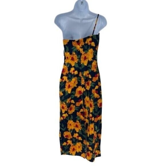 Hyacinth House NEW Navy & Marigold Floral Ruffle Margot Maxi Dress Size M