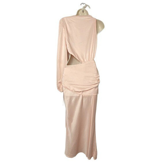 MISHA NEW Maryan One Shoulder Formal Cut Out Midi Dress in Rose Pink Size 6