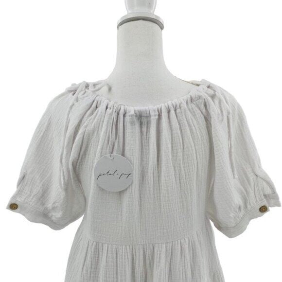 Petal & Pup NEW Hawkins Gauzy Off the Shoulder Mini Dress in White Size 4