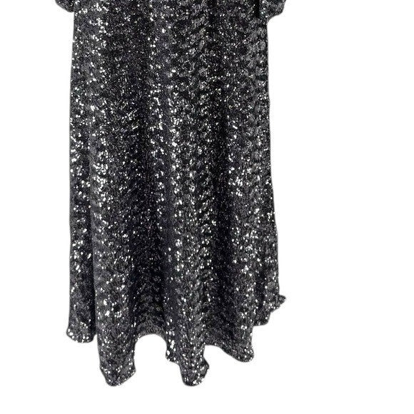 BORGO DE NOR NEW Bernadette Sequin Crepe Formal Long Sleeve Maxi Dress Size XS