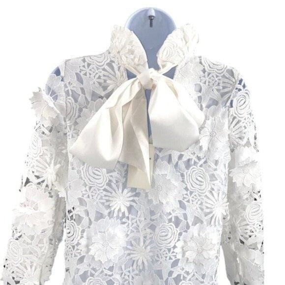 Tuckernuck NEW Blanc Guipure Lace Daphne Preppy Formal Mini Dress Size L