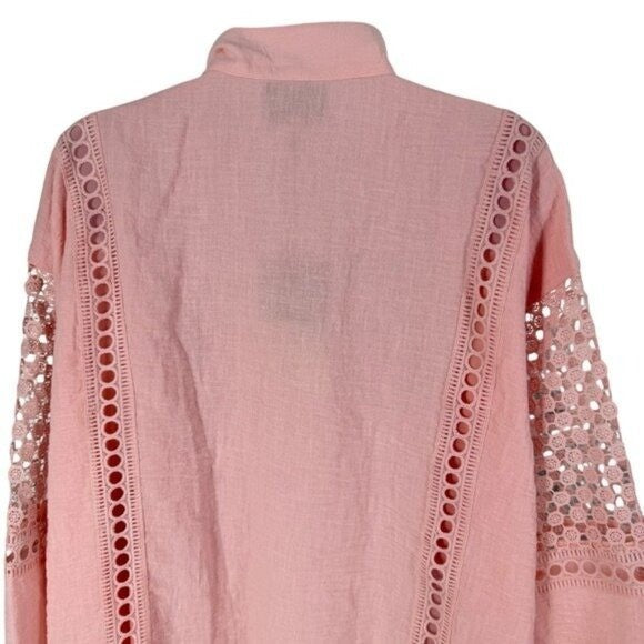 Tuckernuck | NEW Pink Salt Eyelet Jane Long Blouson Sleeve Blouse Size M
