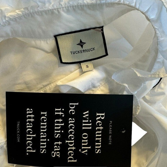 Tuckernuck NEW White Hazel Victorian Ruffle Mock Neck Button Down Blouse Size S