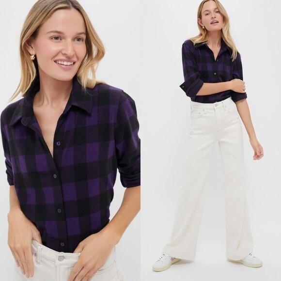 Tuckernuck NEW Purple Black Aubergine Check Chandler Flannel Button Down Size S