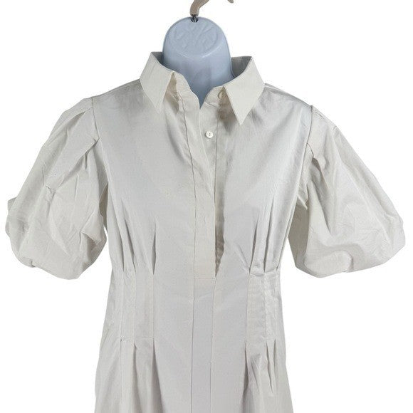 Tuckernuck NEW White Mini Delaney Puff Sleeve Cotton Classic Dress Size S