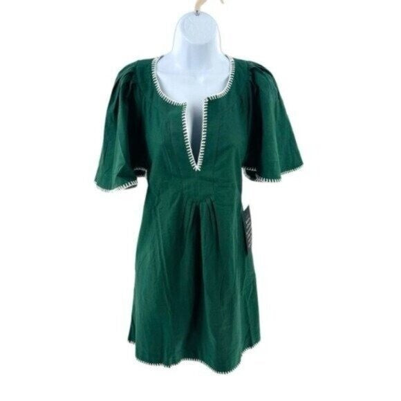Pomander Place | NEW Green Stitch Finley Flutter Sleeve Mini Dress Size XL